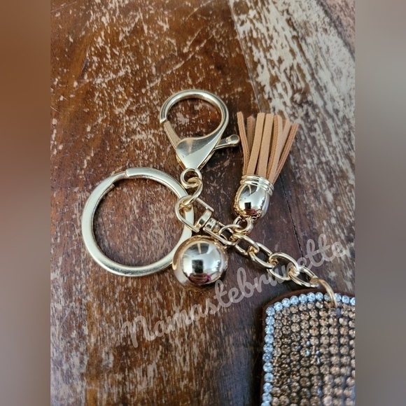Western Boot Crystal Rhinestone Keychain Bag Charm With Tan Tassel - Picture 16 of 17